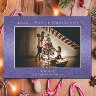 Carte photo de Noël Parties scintillant violet