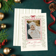 Carte photo de Noël Peinte à la main Sweet Garland