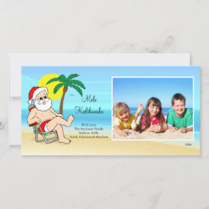 Carte photo de Noël Père Noël Hawaiienne.