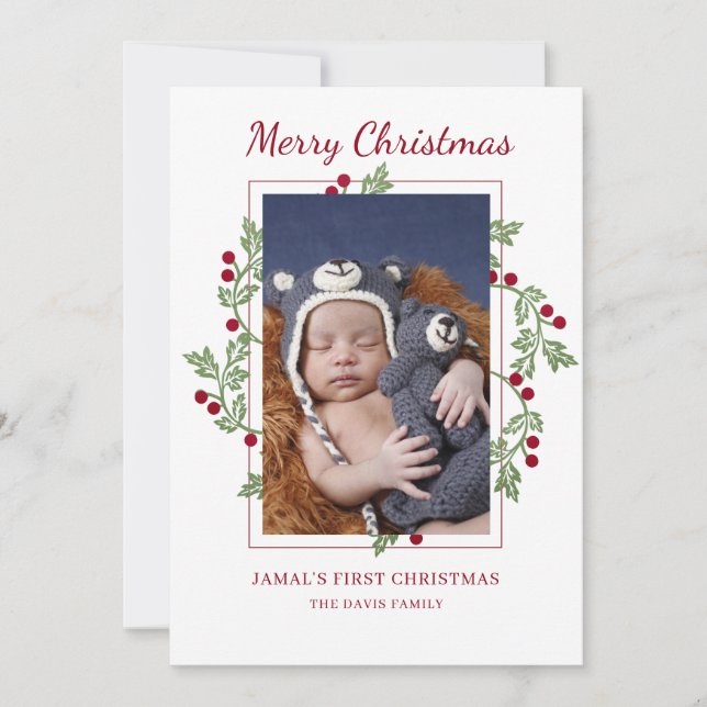 Carte photo de Noël personnalisé Baby First (Devant)