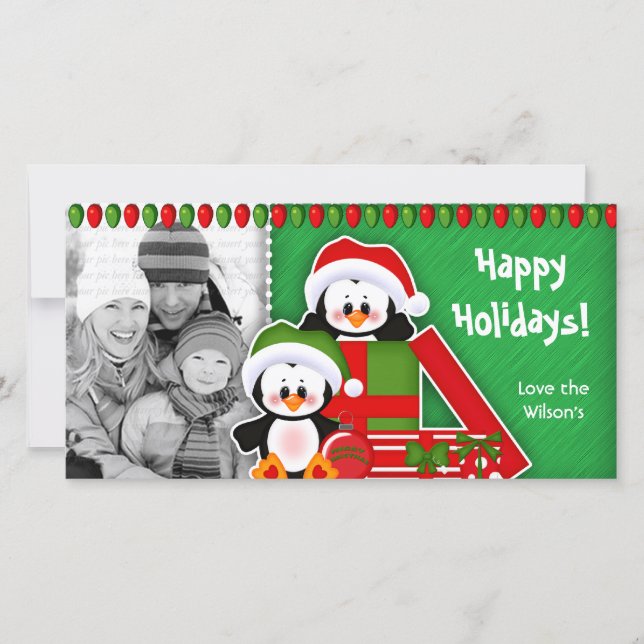 Carte photo de Noël Pingouins mignons (Devant)
