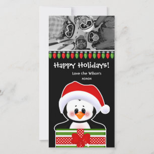 Carte photo de Noël Pingouins mignons