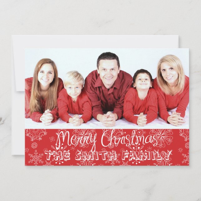 Carte photo de Noël Red Snowflake (Devant)