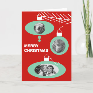 Carte photo de Noël rétro - Ornements rétro