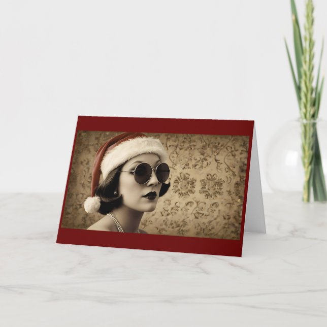 Carte Photo de Noël rétro vintage  (Devant)