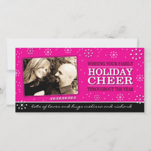 Carte photo de Noël rose chaud