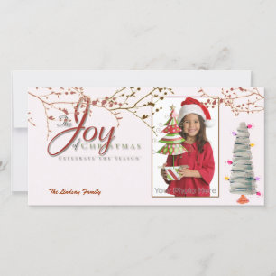 Carte photo de Noël rose joyeux