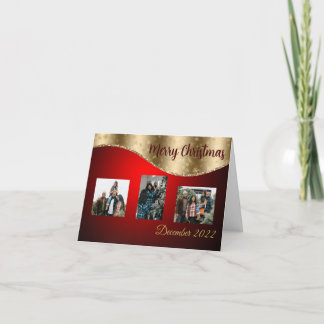 Carte photo de Noël rouge et or