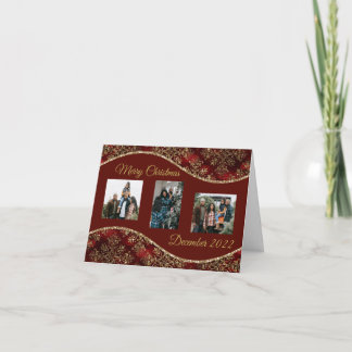 Carte photo de Noël rouge et or