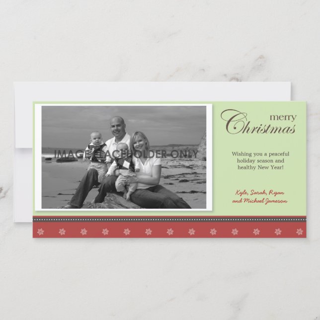 Carte photo de Noël rouge et vert (Devant)