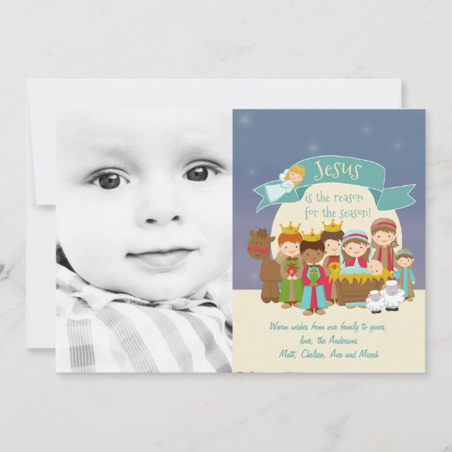 Carte photo de Noël - Scène de Nativité (Devant)