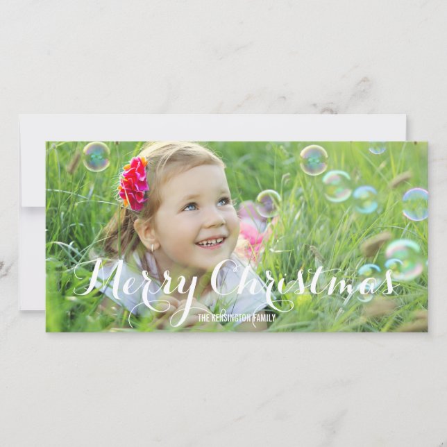 Carte photo de Noël Splendid Script (Devant)