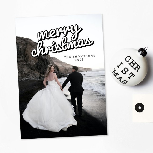 Carte photo de Noël super Rétro moderne minimalist (Créateur téléchargé)