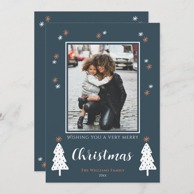 Carte photo de Noël verte (Devant / Derrière)