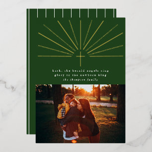 Carte photo de Noël verte de la Croix Sainte