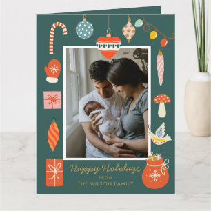 Carte photo de Noël verte   Vacances modernes