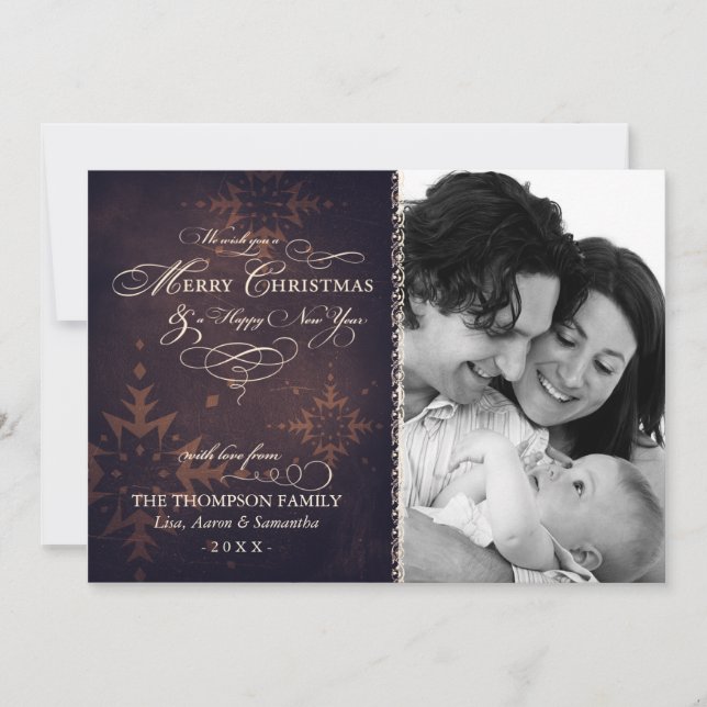 Carte photo de Noël vintage Brown (Devant)