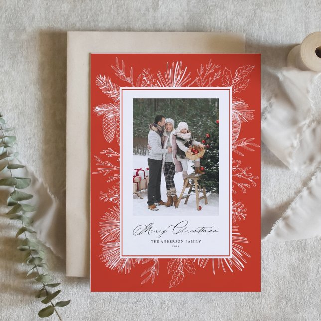 Carte photo de Noël Vintage Rouge (Créateur téléchargé)