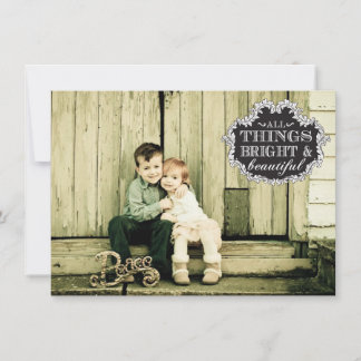 Carte photo de Noël vintage Typographie blanche