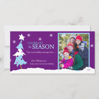 Carte photo de Noël violet moderne Xmas 8x4