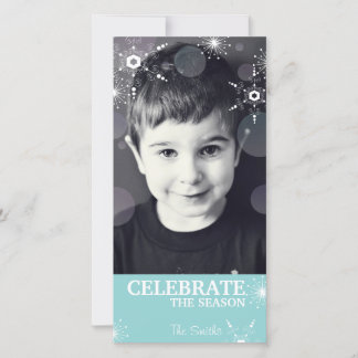 Carte photo de Noël Whimsical Snowflakes Turquoise