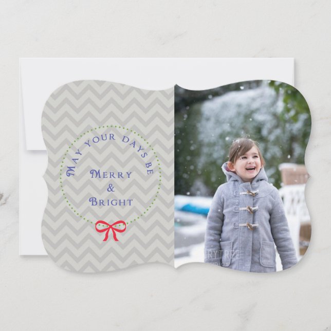 Carte photo de Noël Wreath Chevron (Devant)