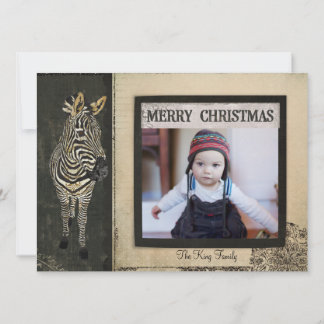 Carte photo de Noël Zebra noir et ivoire