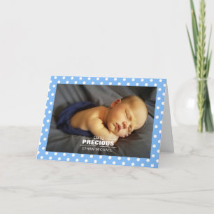 Carte Photo de nouveau-né bébé garçon Pois bleu