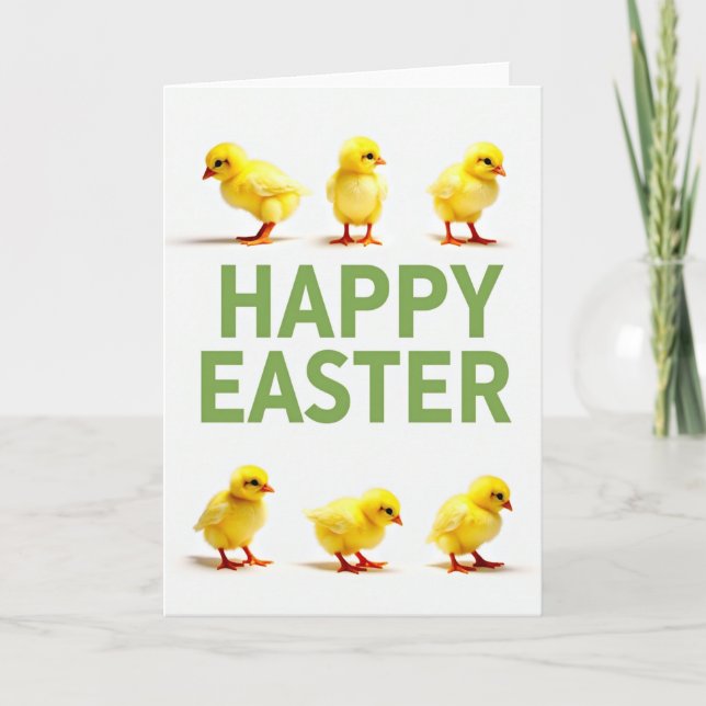 Carte photo de Pâques avec poussins heureux (Devant)