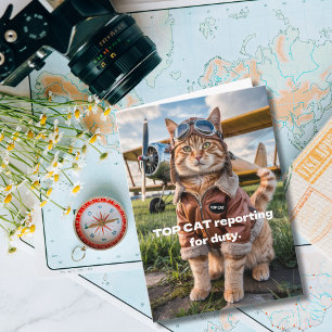 Carte Photo de pilote de chat d'anniversaire et d'avion 