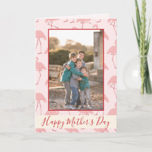 Carte Photo de Pink Flamingos Joyeux Anniversaire