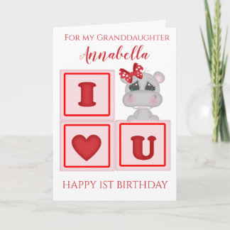 Carte Photo de premier anniversaire de petite-fille mign