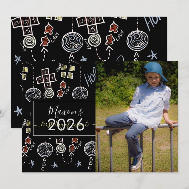 Carte photo de premier jour d'école écriture à la  (Devant / Derrière)