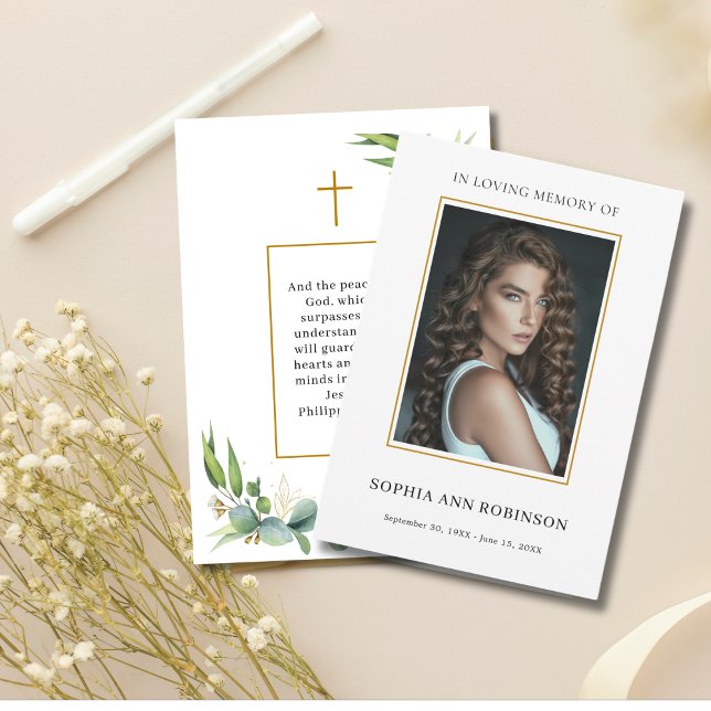 Carte photo de prière commémorative funéraire simp (Créateur téléchargé)