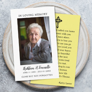 Carte photo de prière commémorative funéraire simp