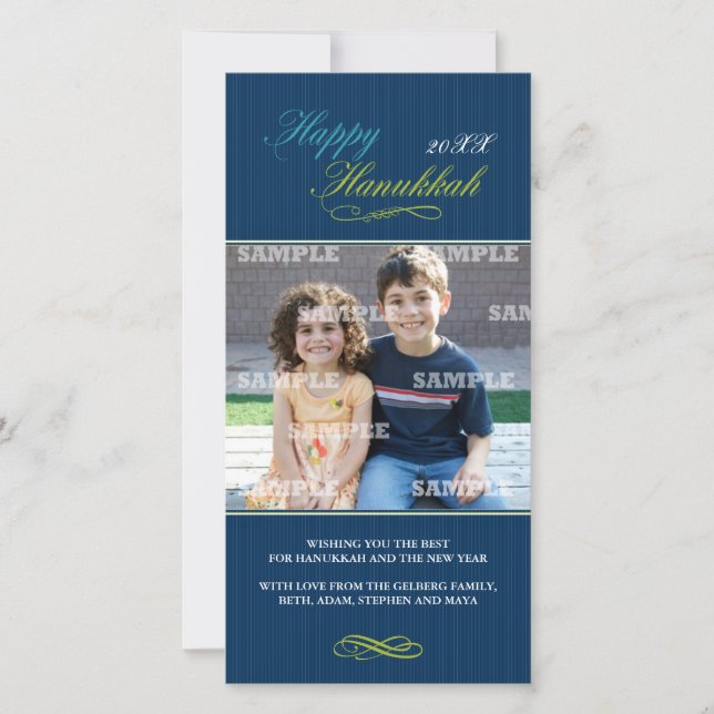 Carte photo de rayure de Pin de Hanoukka (Devant)
