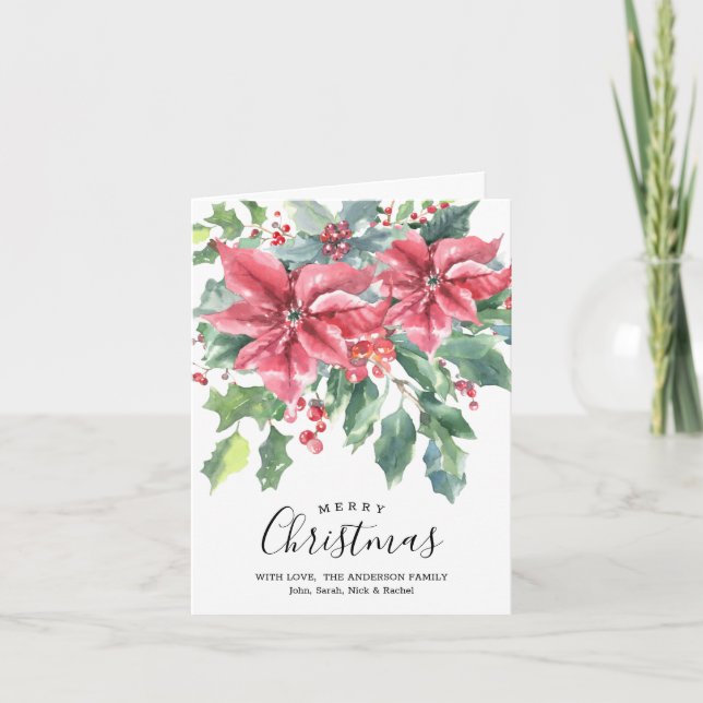 Carte Photo de Red Poinsettia (à l'intérieur) Joyeux Noë (Devant)