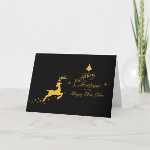 Carte Photo de Reindeer qui saute en Or