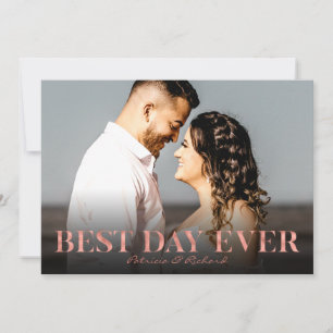 Carte Photo de remerciement de mariage rose gold du plus