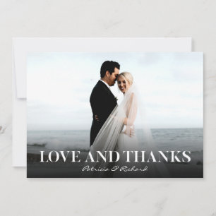 Carte Photo de remerciement de mariage simple Amour et M