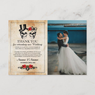 Carte photo de remerciement gothique Halloween crâ