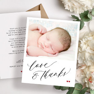 Carte photo de remerciement pour une baby shower à