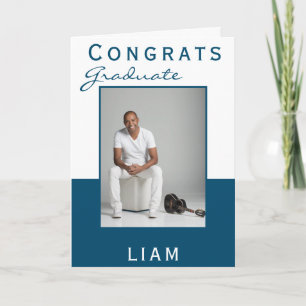 Carte Photo de remise de diplôme de félicitations bleu m