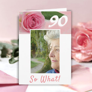 Carte Photo de rose rose pour 90e anniversaire positif