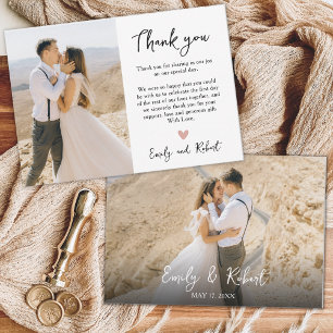Carte photo de script du Merci de Mariage de coeur