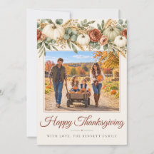 Carte photo de Thanksgiving citrouille aquarelle