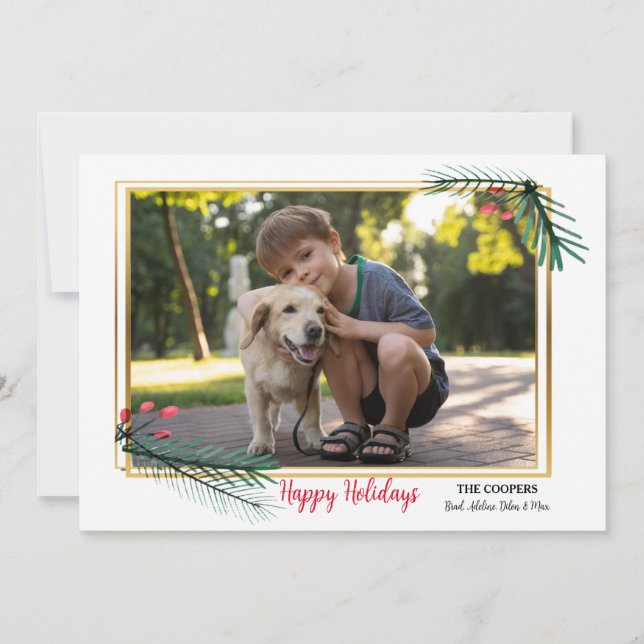 Carte photo de vacances avec cadre doré (Devant)