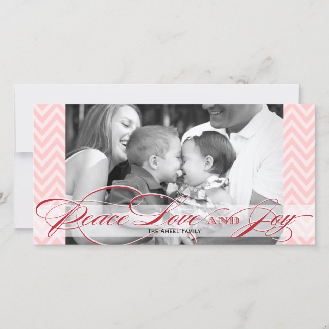 Carte photo de vacances Chevron et Script (Devant)