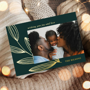 Carte photo de vacances Chic Sprout Green et Gold 