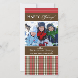 Carte photo de vacances de famille plaid hivernal_